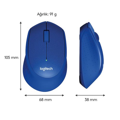 LOGITECH M330 SESSİZ KABLOSUZ OPTİK MOUSE-MAVİ 910-004910 Hover